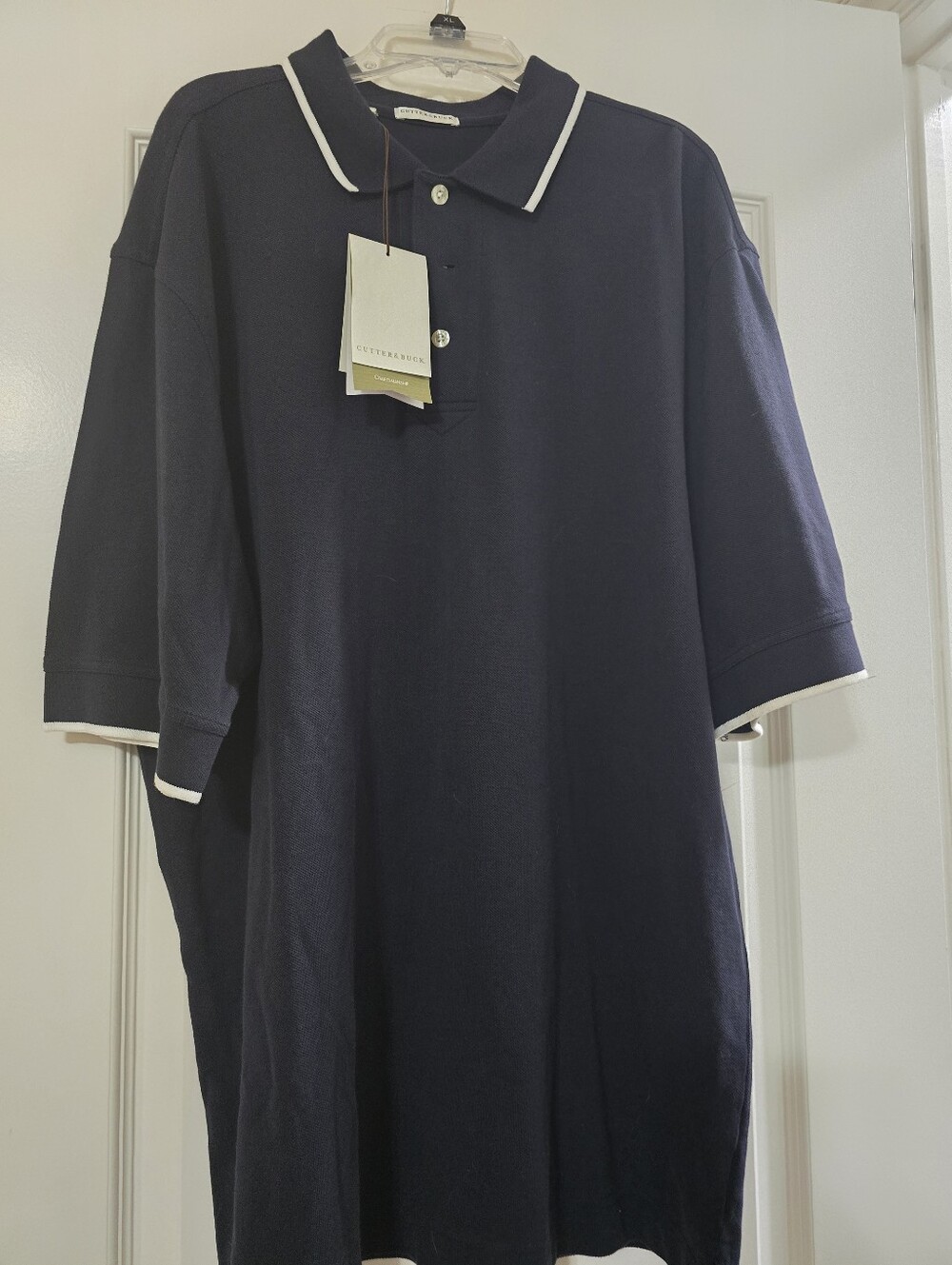 Men's Navy Polo with White Trim